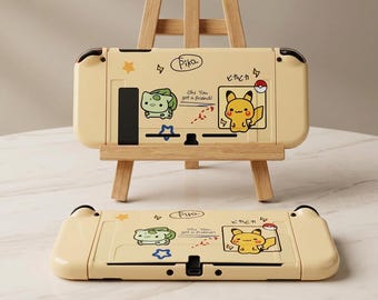 Funda OLED de Pokémon para Nintendo Switch y funda para Switch, funda protectora de Pikachu y Bulbasaur, funda rígida y bonita para Switch, accesorio de juego de anime