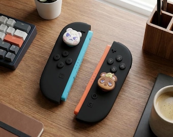 Niedliche Animal Crossing ABXY-Tasten für Nintendo Switch 1 / 2 / OLED / Lite, Silikon-Daumenkappen in verschiedenen Farben, süßes Zubehör