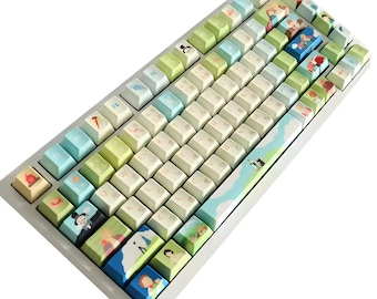 Ghibli-Anime-Tastaturkappen, individuelles Tastenkappenset, mehrfarbiges PBT, RGB-Hintergrundbeleuchtung, Tastenkappen im Anime-Stil, Studio Ghibli