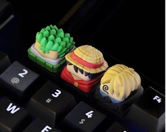 One Piece Tastenkappen, mehrfarbiger Kunststoff, mit Charaktermotiven für mechanische Tastaturen, Roronoa Zoro, Monkey D. Luffy, Sanji