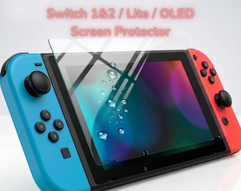 Nintendo Switch Displayschutzfolie für 1 / 2 / OLED / Lite, gehärtetes Glas, Härtegrad 9H, Anti-Fingerabdruck, wasserabweisend, kratzfest