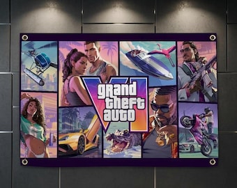 GTA 6 Jason & Lucia Vice City Poster | Grand Theft Auto VI Gaming Room Wall Art Print | Gamer Gift Decor
