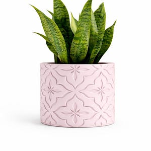 Minimalistische bloempot met reliëf | Moderne plantenbak voor binnen (diameter 14 cm)
