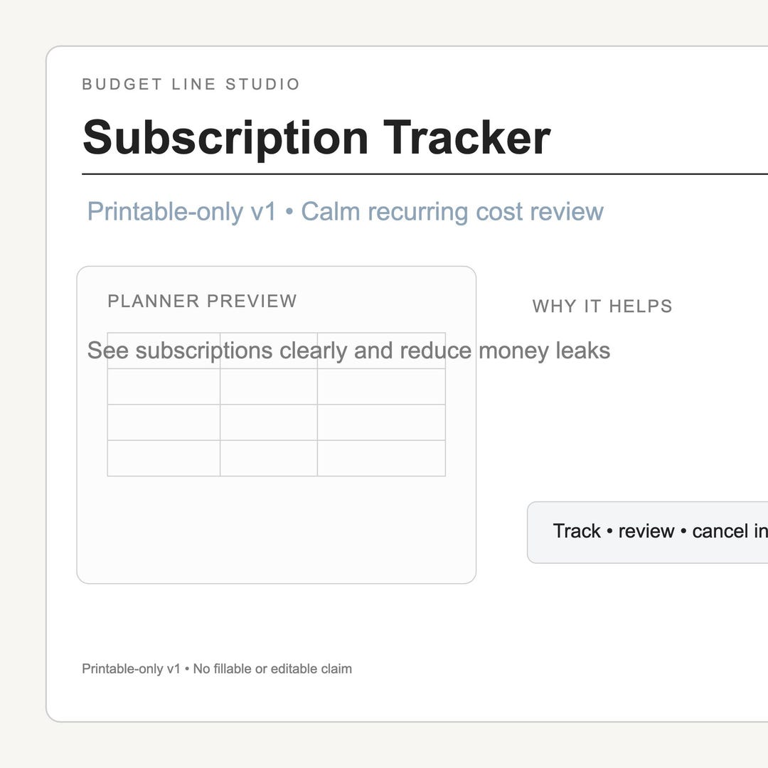 Subscription Tracker Printable PDF, Monthly Subscription Log, Bill ...