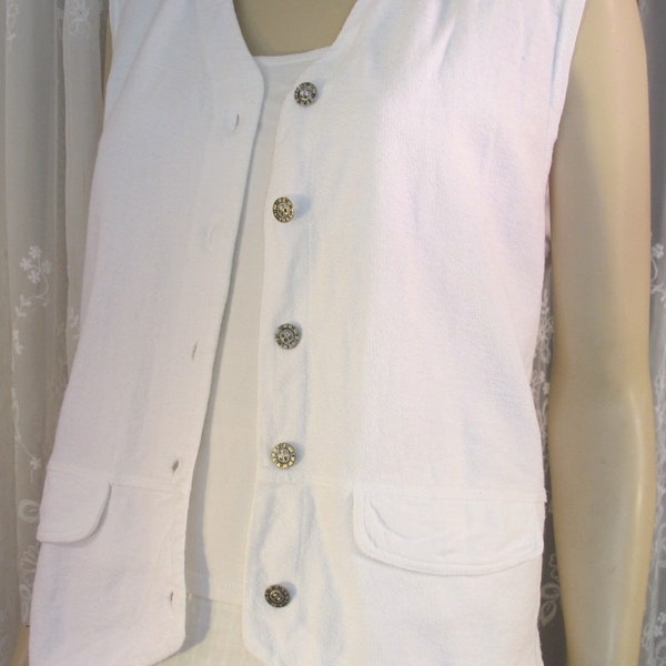 Vintage 90s womens white cotton knit sleeveless vest top size small