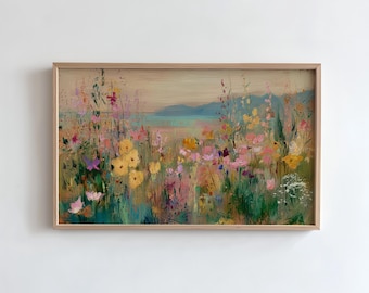 Frame TV Art Impressionist Wildflower Meadow,Textured Landscape (Digital Download)