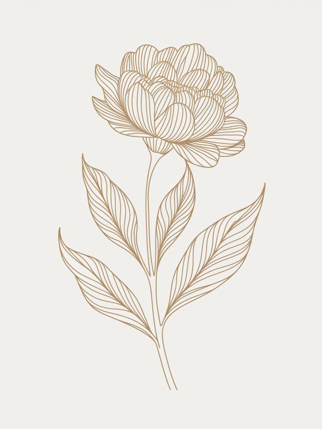 Minimalist Flower Line Art | Gold Botanical Print | Elegant Wall Decor ...