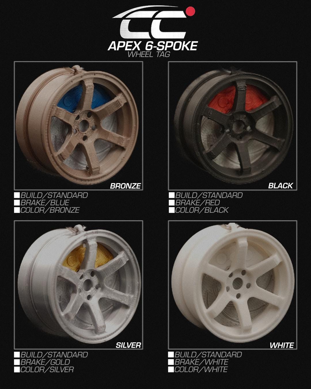 Deflated Wheel Tag Apex 6-spoke - JDM Wheel Tag - Hidden AirTag Case - Etsy