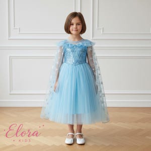 women's light blue winter princess dress with snowflakes Girls Blue Snowflake Princess Dress