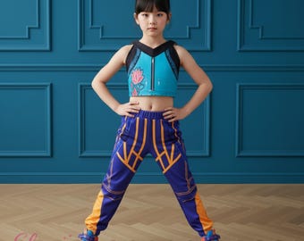 Kpop Dance Costume for Girls, Stage Outfit Kids, Idol Performance Outfit, Hip Hop Dance Costume, Trendy Kids Outfit, Street Style Costume