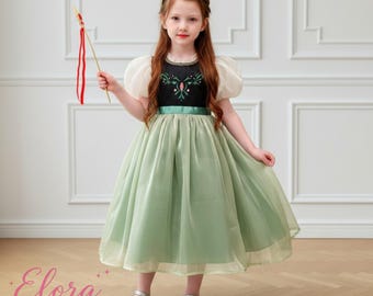 strapless open back dress Snow Queen Anna Elsa Princess Cosplay Costume Outfit Full Set Hallowee –  Cosermart