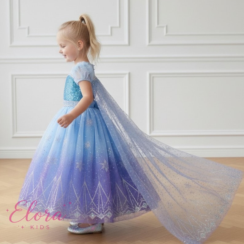 Snow Princess Blue Ice Princess Dress for Girls, Blue Tulle Dress, Snow Queen Costume ...