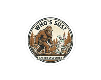 Who’s Sus? Easter Encounter Sticker |  EasterHumor, P astel Retro