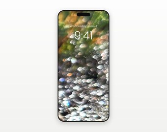 Bokeh Phone Wallpaper | Green Gold Nature Macro iPhone Android Background | Boho Aesthetic Lock Screen | Digital Download