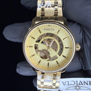 Invicta Men's Watch Objet D Art Automatic Gold Tone Skeleton Dial Bracelet 69119