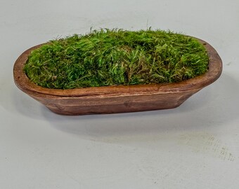 Wooden Bowl & Mood Moss Center Piece - Preserved Moss Art
