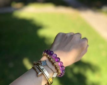Amethyst Crystal Bracelet for Calm Energy, Stress Relief Jewelry