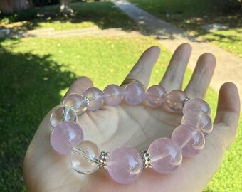 Rose Quartz Bracelet Pink Crystal Jewelry Gift for Mom Self Love Healing Bracelet