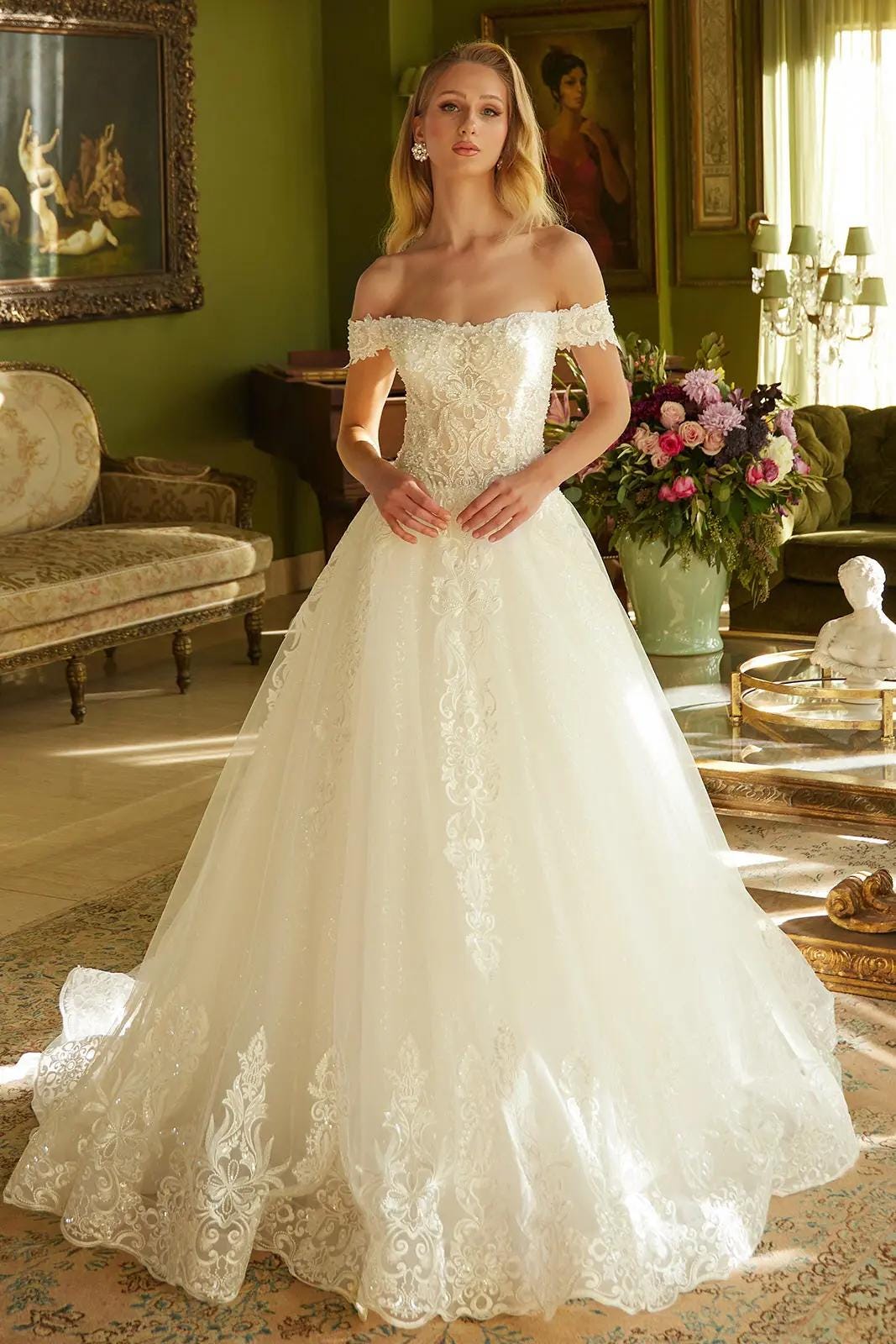 chinese dress ladies Forever Yours Romantic Floral Lace Wedding Gown