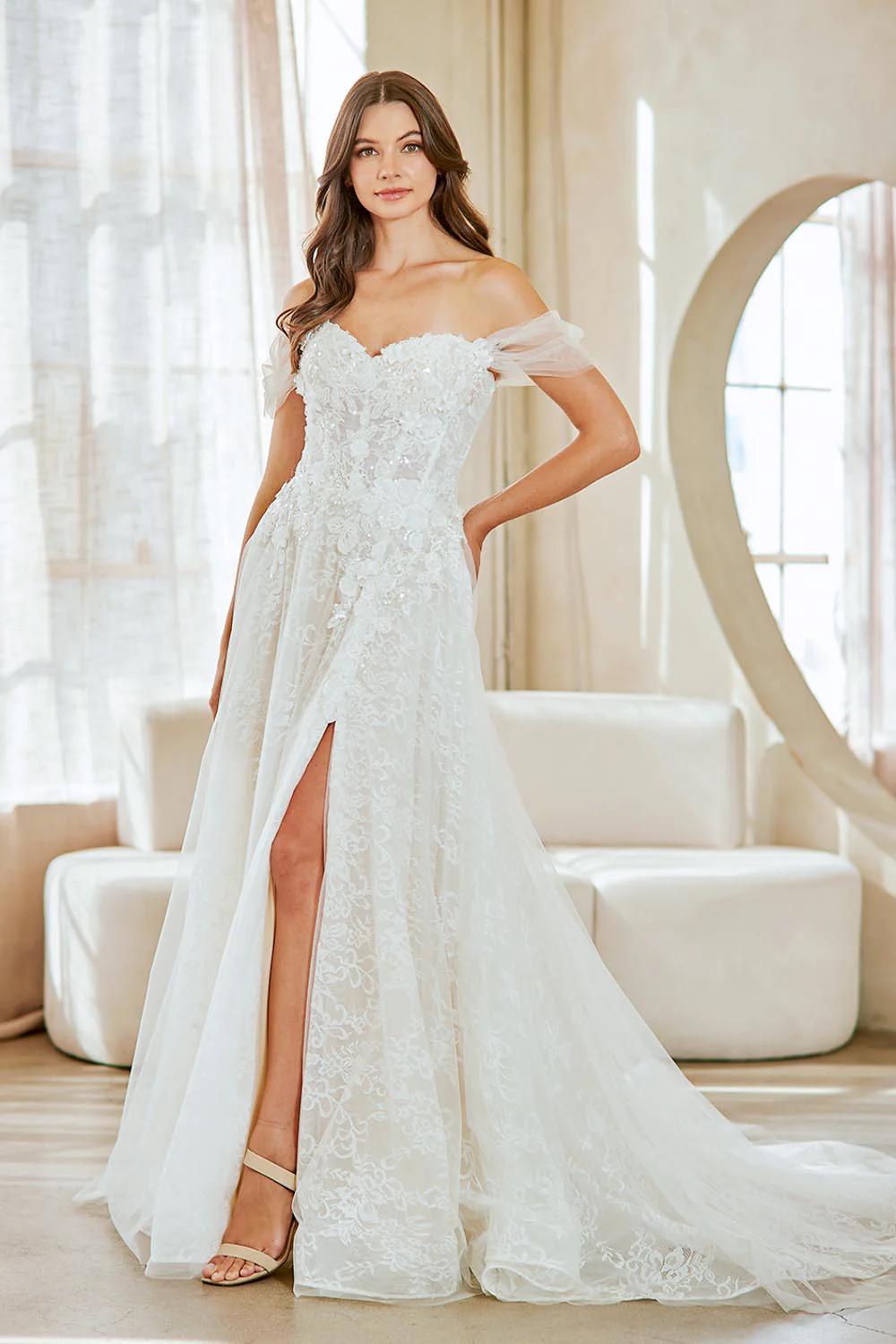 sachin and babi light blue dress Lilac Off Shoulder Corset Beaded High Slit Tulle Gown LA72874  SERENE HILL