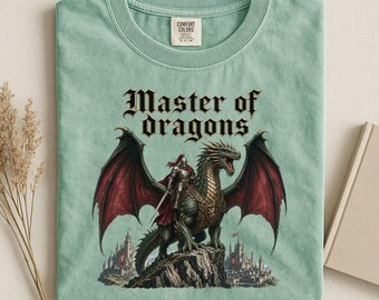 Master of Dragons Shirt, Medieval Dragon Rider Tee, Fantasy Knight T-Shirt, Gothic Dragon Graphic Tee, Comfort Colors Shirt