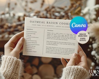 MINIMAL Recipe Card Canva Template Simple Recipe card  Recipe Editable Modern Recipe Card Printable Recipe Personalized recipe 4x6 5x7 A5 A6