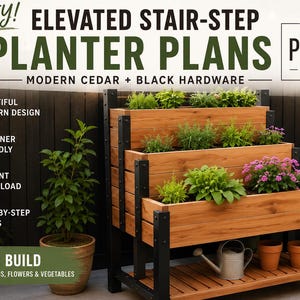 DIY Erhöhte Step-Step Pflanzgefäß-Pläne | Modernes Zedern Gartensystem PDF | Anfängerfreundlicher vertikaler Gartenbau
