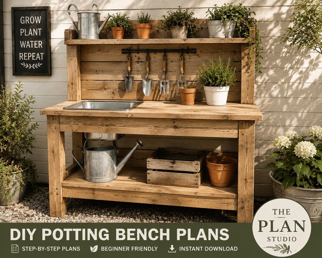DIY Potting Bench Plans | Garden Workstation PDF | Beginner-friendly ...