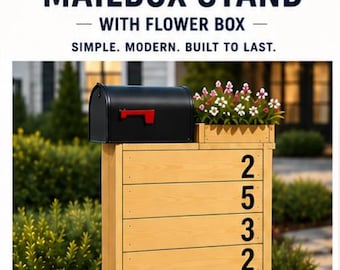 Soporte moderno de madera para buzón con jardinera (planos)