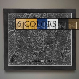 Old Map Of Brussels, Large Map Print, Ready to hang canvas gallery wrap or rolled print. 6 colors and 3 sizes to choose, FREE SHIPPING USA!