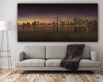Extra Large Toronto Skyline! 40"×80" and other sizes, Three colors, Ready to hang canvas gallery wrap or rolled print. FREE SHIPPING USA!