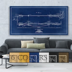 Golden Gate Bridge Plan paper or canvas, 40&quot;x80&quot; Ready to hang canvas gallery wrap or rolled print. 6 colors and 3 sizes, FREE SHIPPING USA!