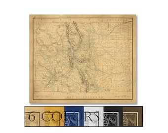 Large Vintage Map Of Colorado, Ready to hang canvas gallery wrap or rolled print. 6 colors and 3 sizes to choose, FREE SHIPPING USA!