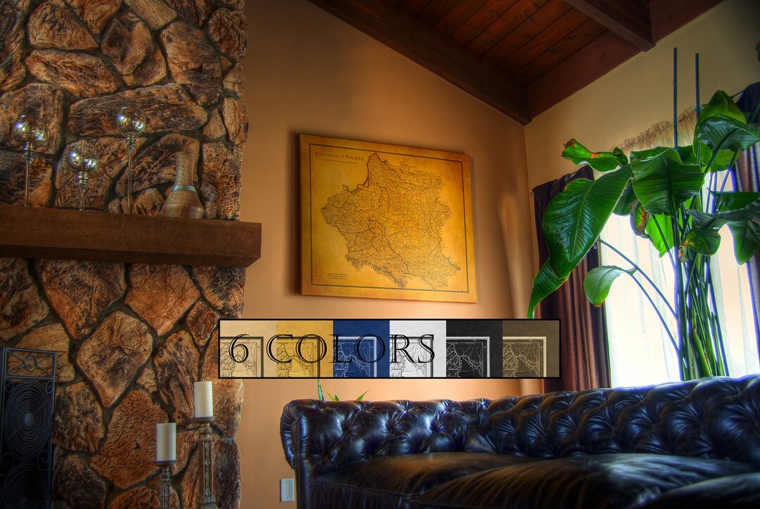 Old Map of Poland, Wall Art, Ready to Hang Canvas Gallery Wrap or