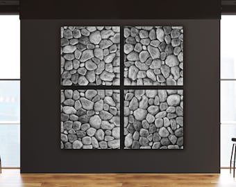 Pebble Stones, Beautiful Display, 80"x80" Large Four Piece Canvas, Canvas Gallery Wrap, Three different Sizes, Two Colors FREE SHIPPING USA!