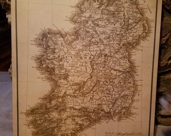 Old Map Of Ireland on Paper or Canvas, Ready to hang canvas gallery wrap or rolled print. 6 colors and 3 sizes to choose, FREE SHIPPING USA!