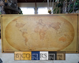World Map canvas or paper with old look! 40"×80" Max. Print or gallery wrap, 6 colors and 3 sizes to choose, FREE SHIPPING USA!