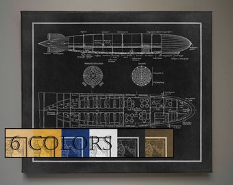 Graf Zeppelin Wall Art on Paper or Canvas! Ready to hang canvas gallery wrap or rolled print. 6 colors and 3 sizes, FREE SHIPPING USA!