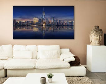 Extra Large New York Skyline Picture on Paper or Canvas! 40"×74" and other sizes, Three colors, Ready to hang or print, FREE SHIPPING USA!