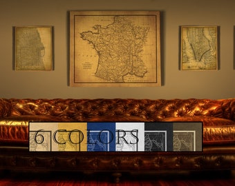 Vintage Wall Map Of France, Ready to hang canvas gallery wrap or rolled print. 6 colors and 3 sizes to choose, FREE SHIPPING USA!
