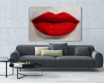 40"×60" Max. Red Lips large canvas or paper, Ready to hang canvas gallery wrap or rolled print. 3 sizes to choose, FREE SHIPPING USA!