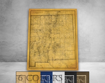 Large Old Map Of New Mexico, Ready to hang canvas gallery wrap or rolled print. 6 colors and 3 sizes to choose, FREE SHIPPING USA!