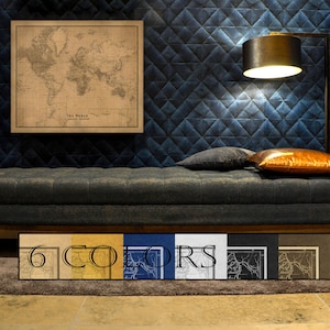 Old Map Of World, Large Wall Map Paper or Canvas, print or gallery wrap, 6 colors and 3 sizes to choose, FREE SHIPPING USA!