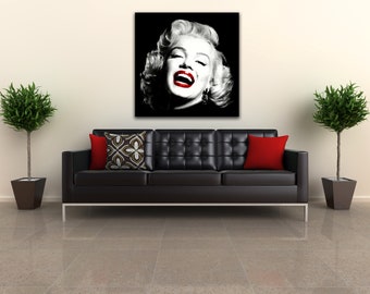 Marilyn Monroe Smile, Digital Art. 40"×40" and other sizes, Ready to hang canvas gallery wrap or rolled print. FREE SHIPPING USA!