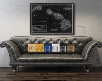 Old Map Of Hawaii, paper or canvas, Ready to hang canvas gallery wrap or rolled print. 6 colors and 2 sizes to choose, FREE SHIPPING USA!