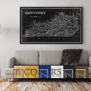Old Map Of Kentucky, paper or canvas, Ready to hang canvas gallery wrap or rolled print. 6 colors and 2 sizes to choose, FREE SHIPPING USA!