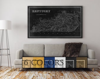 Old Map Of Kentucky, paper or canvas, Ready to hang canvas gallery wrap or rolled print. 6 colors and 2 sizes to choose, FREE SHIPPING USA!