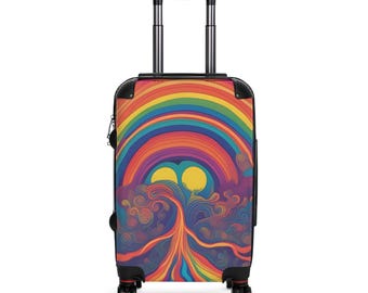 Psychedelic Rainbow Tree Suitcase | Colorful Travel Luggage