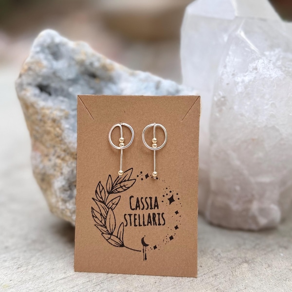 Sterling Silver & 14K Gold Filled Geometric Alignment Earrings