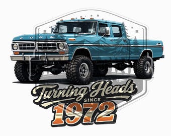 Vintage Bumpside Crewcab Truck PNG, Retro 4x4 Pickup Design (Digital Download)